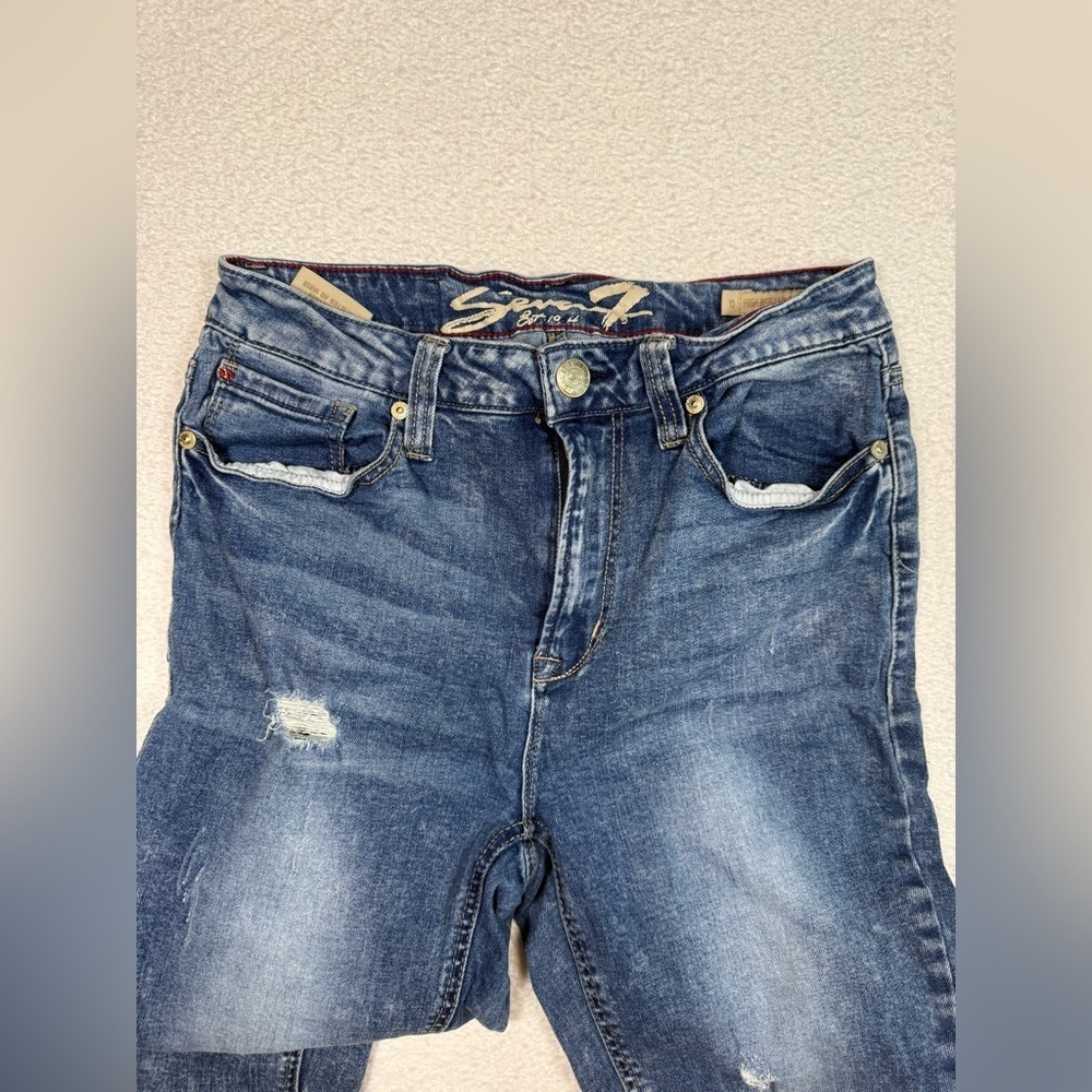 Seven7 Women's Tahiti Skinny High Rise Distressed Frayed Hem Ankle Jeans Size 10 - Picture 4 of 6
